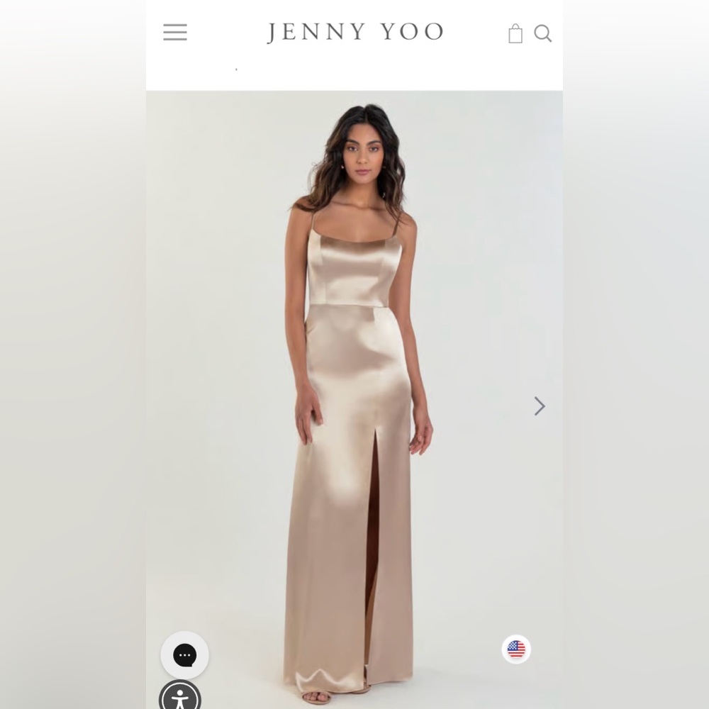 Jenny Yoo Chase Bridesmaid Dress Square Neck Slit- pale gold size 10